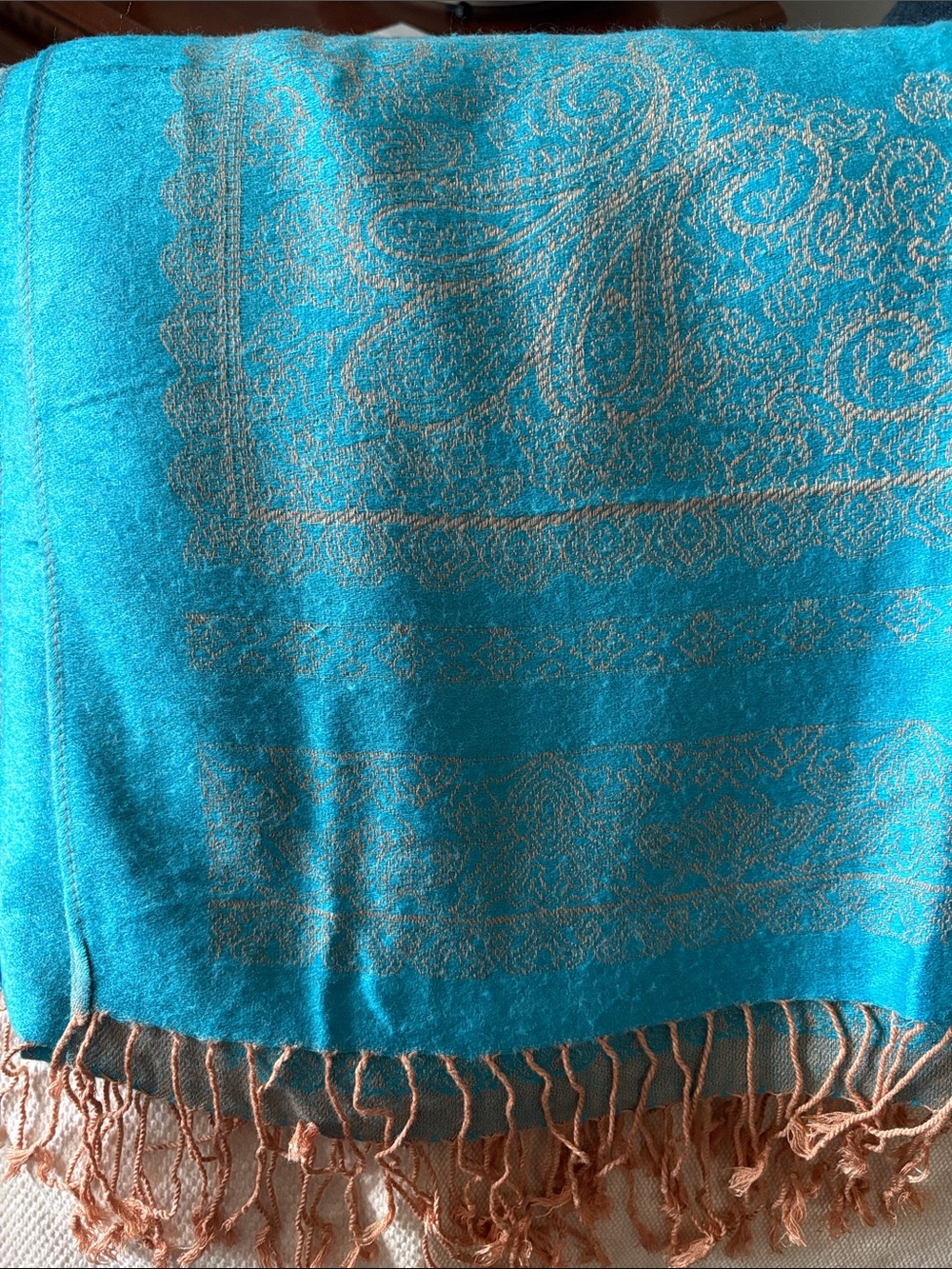 Soft Turquoise And Gold Scarf